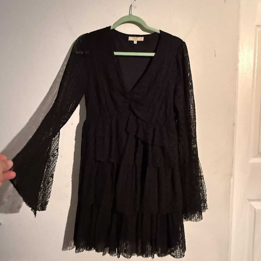 C & V Chelsea Violet Medium Lace Tiered Dress Witchy Whimsigoth Romantic